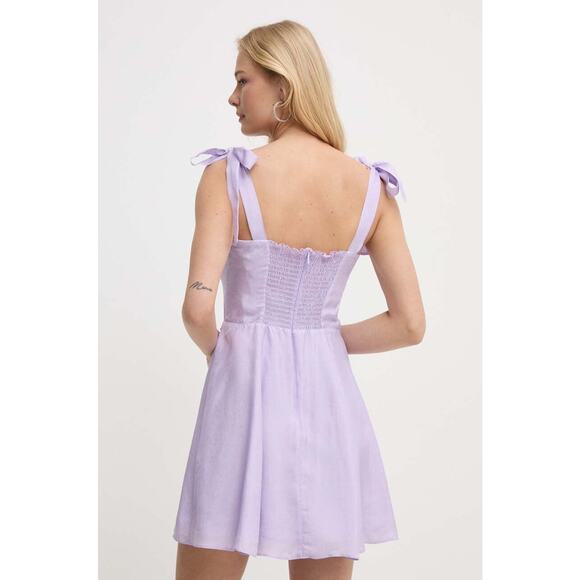 Armani Exchange Flared dress with satin jacquard bows Violet Sky Size 4 A|X - Picture 3 of 12